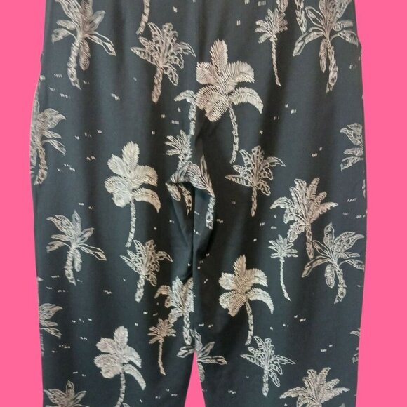 J. Jill Womens Petite Palm Print Pull-On Cropped Pants blk/wht PSmall - Picture 4 of 11